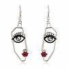 human face dangle drop statement fashion earrings for women girls (silver)