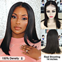 Human Hair 4x4 Closure Wig style Brazilian Hair Natural Straight Wig 150% Density Women