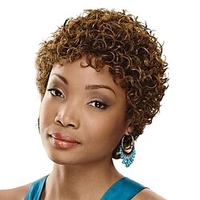 Human Hair Blend Wig Short Afro Curly Jerry Curl Short Bob Short Hairstyles 2020 Black Fashionable Design Comfortable Natural Hairline Capless Women