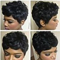 Human Hair Blend Wig Short Curly Afro Short Hairstyles 2020 Berry Curly Afro Natural Black African American Wig For Black Women Machine Made Women