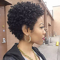 Human Hair Blend Wig Short Curly Berry Pixie Cut Short Hairstyles 2020 Natural Black Curly Machine Made For Black Women Women