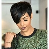 Human Hair Blend Wig Wavy Pixie Cut Short Hairstyles 2020 Natural Black Natural Hairline Machine Made Women