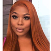 Human Virgin Hair 13x4 Lace Front Wig Free Part Brazilian Hair Silky Straight Orange Wigs with Natural Hairline Coloring With Bleached Knots miniinthebox