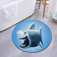 Hungry Shark Round Mat Carpet Door Mat Bedroom Living Room Carpet Study Room Carpet Kitchen Bathroom Anti-slip Mat