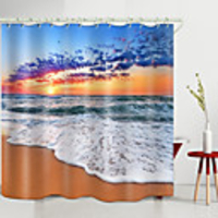 Huoshaoyun Bailang Beach Digital Printing Shower Curtain Shower Curtains Hooks Modern Polyester New Design