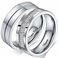 i love you i know silver titanium steel matching sets ring for couples eternity anniversary wedding band men size 10