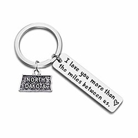 i love you more than the miles between us long distance relationship state map keychain going away gift travel gift (north dakota)