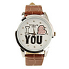 I Love You Pattern PU Leather Band Cute Quartz Lady