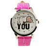 I Love You Pattern PU Leather Band Cute Quartz Lady