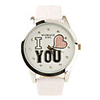 I Love You Pattern PU Leather Band Cute Quartz Lady
