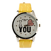 I Love You Pattern PU Leather Band Cute Quartz Lady