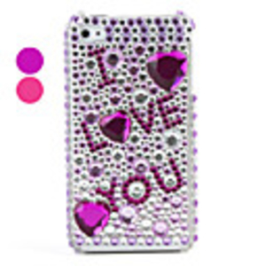 I LOVE YOU Pattern , PVC Case with Crystals Cover for iPhone 4,  4S
