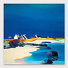 IARTS Hand Painted Blue Beach Oil Painting with Stretched Frame For Home Decoration With Stretched Frame