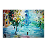 IARTS Hand Painted Quiet streets Oil Painting with Stretched Frame For Home Decoration miniinthebox