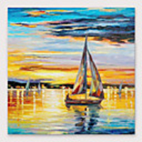 IARTS Hand Painted Sailboat Oil Painting with Stretched Frame For Home Decoration With Stretched Frame