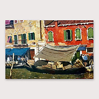 IARTSamp;reg;Hand Painted Little harbour Oil Painting with Stretched Frame For Home Decoration With Stretched Frame