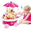 Ice Cream Cart Toy Toy Kitchen Set Pretend Play Ice Cream Sweet Candy Shop Music Light Plastic Shell Kid