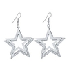 idb delicate dangle double five-pointed star drop hook earrings - available in silver and gold tones (silver tone)