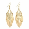 idb delicate filigree dangle beaded tassel hook earrings - available in silver and gold tones (gold tone)