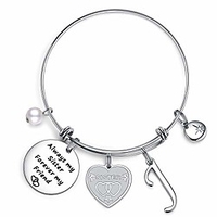 iefil sister gifts from sister bracelets,  stainless steel always my sister forever my friend sister charm bracelets expandable friendship bangle bracelets sister jewelry gifts for birthday j bracelets