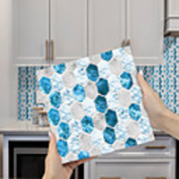 Imitation Epoxy Tile Sticker Blue and White Crystal Mosaic Wall Sticker House Renovation DIY Self-adhesive PVC Wallpaper Painting Kitchen Waterproof and Oilproof Wall Sticker