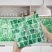 Imitation Epoxy Tile Sticker Green Mosaic Water Corrugated Wall Sticker House Renovation DIY Self-adhesive PVC Wallpaper Painting Kitchen Waterproof and Oilproof Wall Sticker