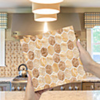 Imitation Epoxy Tile Sticker Milk Coffee Crystal Mosaic Wall Sticker House Renovation DIY Self-adhesive PVC Wallpaper Painting Kitchen Waterproof and Oilproof Wall Sticker