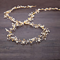 Imitation Pearl / Copper wire Headbands / Headpiece / Head Chain with Faux Pearl / Crystals 1pc Wedding Headpiece