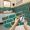 Imitation Retro Ceramic Tile Kitchen Stickers Waterproof And Oil-proof Green Bamboo Leaf-shaped Self-adhesive Decorative Wall Stickers 15cm30cm6pcs