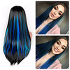 In one piece synthetic hair extension Heat Resistant Synthetic Fiber Mixed Colorful Grey/Blue For Africa American Wigs miniinthebox