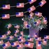 Independence Day Decor Star Lights 10Ft 40Leds American Flag String Lights Red White Blue Star Lights American Flag Decorations Indoor Outdoor Memorial Day Independence Day Party Supplies Battery Operated with Remote miniinthebox