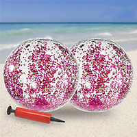 Inflatable Beach Ball-Glitter Beach Ball 24inch,  Confetti Beach Ball Pool Summer Party (2 Pack) miniinthebox