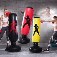 Inflatable Boxing Punching Bag for Taekwondo Martial Arts Kick Boxing Muay Thai Leak-Proof Explosion-Proof Freestanding Flexible Strength Training Stress Relief Crossfit Yellow Black Red miniinthebox