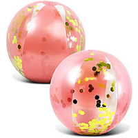 Inflatable Large Beach Ball Pool Accessory Glitter Confetti 16 Inch Premium Beach Theme Water Sand Toy Favors Beach Party Decoration - Pool Party Supplies Beach Balls -Set of 2 (Rose Gold) miniinthebox