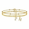initial ankle bracelets for women,  14k gold plated ankle bracelet with initial n dainty adjustable beaded chain figaro chain gold anklets for women teen girls