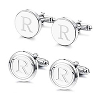 initial cufflink for men bussiness wedding letter alphabet cuff links ingraved jewelry
