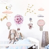 INK ROMANTIC PINK Flowers Hot Air Balloon Living Room Background Decoration Can Be Removed Paste miniinthebox