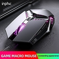 InPhic Home USB Wired 4800DPI Mute Mouse 6-key Macro Programming Manipulator Feeling E-sports Game Mouse for PC Laptop Notebook miniinthebox