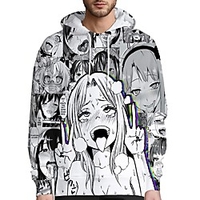 Inspired by Ahegao Zero Two Hentai Hoodie Anime 100% Polyester Anime 3D Harajuku Graphic Hoodie For Men