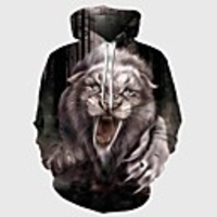 Inspired by Animal Lion Cosplay Costume Hoodie Plush Fabric 3D Printing Hoodie For Men
