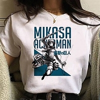 Inspired by Attack on Titan Cosplay Anime Cartoon Polyester / Cotton Blend Print Harajuku Graphic Kawaii T-shirt For Women