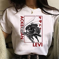 Inspired by Attack on Titan Cosplay Anime Cartoon Polyester / Cotton Blend Print Harajuku Graphic Kawaii T-shirt For Women