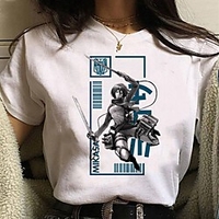 Inspired by Attack on Titan Cosplay Anime Cartoon Polyester / Cotton Blend Print Harajuku Graphic Kawaii T-shirt For Women