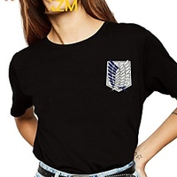 Inspired by Attack on Titan Cosplay Anime Cartoon Polyester / Cotton Blend Print Harajuku Graphic Kawaii T-shirt For Women