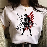 Inspired by Attack on Titan Cosplay Anime Cartoon Polyester / Cotton Blend Print Harajuku Graphic Kawaii T-shirt For Women