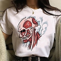 Inspired by Attack on Titan Cosplay Anime Cartoon Polyester / Cotton Blend Print Harajuku Graphic Kawaii T-shirt For Women