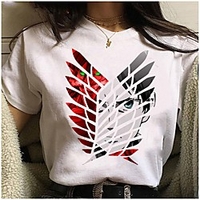 Inspired by Attack on Titan Cosplay Anime Cartoon Polyester / Cotton Blend Print Harajuku Graphic Kawaii T-shirt For Women