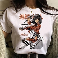 Inspired by Attack on Titan Cosplay Anime Cartoon Polyester / Cotton Blend Print Harajuku Graphic Kawaii T-shirt For Women