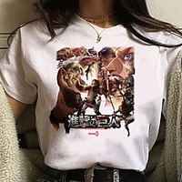 Inspired by Attack on Titan Cosplay Anime Cartoon Polyester / Cotton Blend Print Harajuku Graphic Kawaii T-shirt For Women