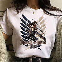 Inspired by Attack on Titan Cosplay Anime Cartoon Polyester / Cotton Blend Print Harajuku Graphic Kawaii T-shirt For Women